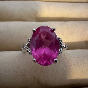 Pink Topaz and Diamond ring